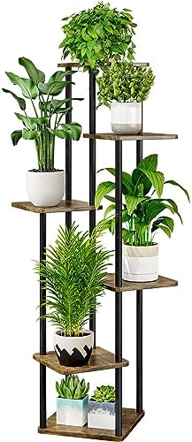 AZERPIAN 6 Tier Tall Plant Stand Indoor Corner Tiered Shelf Metal MDF Board by AZERPIAN