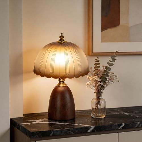 Small 13 Inch Dimmable Rubberwood Table Lamp - Image 4