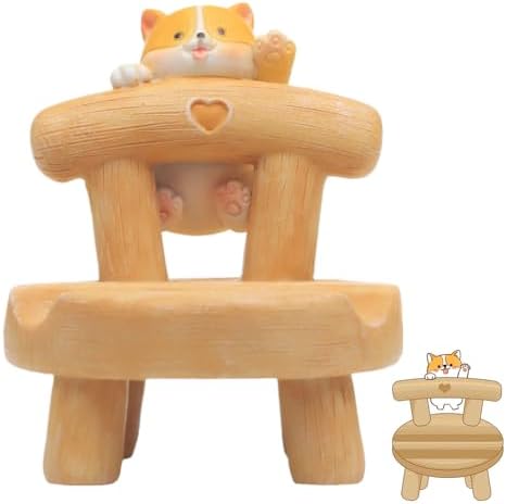 1PCS Cute Dog Wooden Phone Stand – Mini Desktop Holder for All Smartphones, Adorable Home Office Desk Decor Accessory by XMHBG