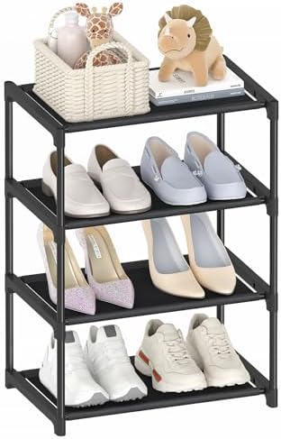 Autonomier 4 Tier Extra Small Shoe Rack (16.3" Wide), Space Saver Shelf by Autonomier