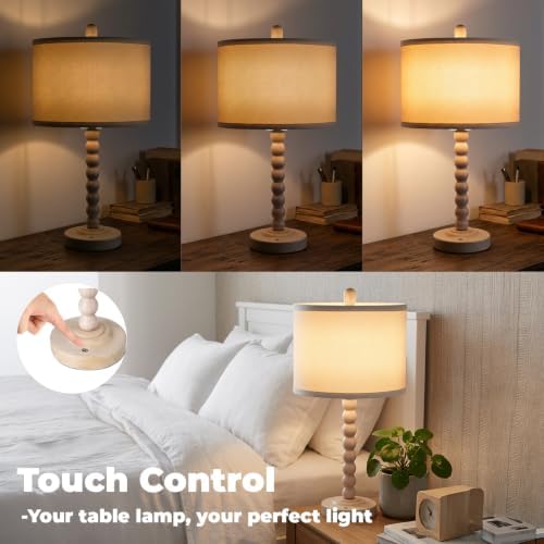 LALISU Farmhouse Table Lamp Cordless Touch Dimmable Bedside Lamps - Image 2