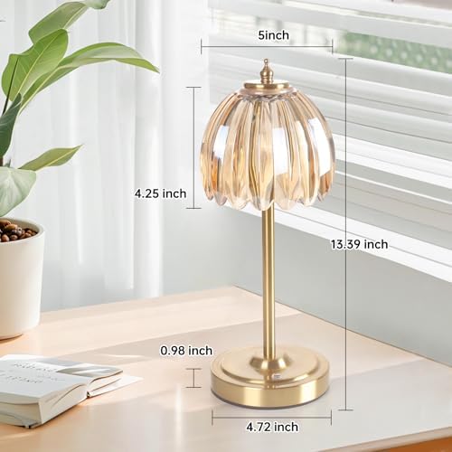 Shenmoyl Small TulipTable Lamp, 3 Color Temperatures, Table Lamps for Living Room, Bedroom, Nightstand (Amber Tulip) - Image 5