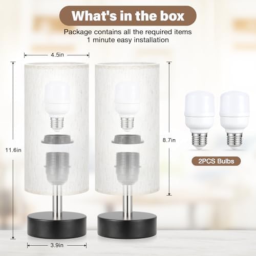 Small Table Lamps for Bedroom set of 2 - Touch Lamps with 3 Way Dimmable - Image 2