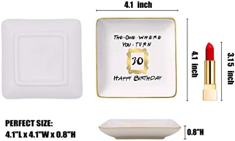 Topthink The One Where You Turn 30 Happy Birthday- Funny 30th Birthday Gift for Women,Her,Best Friend,Coworker -Turn Thirty Gift-Ceramic Jewelry Holder Ring Dish Trinket Box Tray-Friends TV Show - Image 6