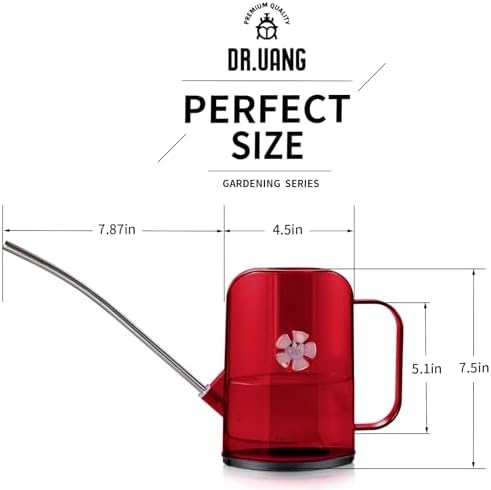 Watering Can Indoor for House Plants Small Watering cans with Long Spout Flower Model Sprinkler Head 1.2L (Red, 1.2L) - Image 2