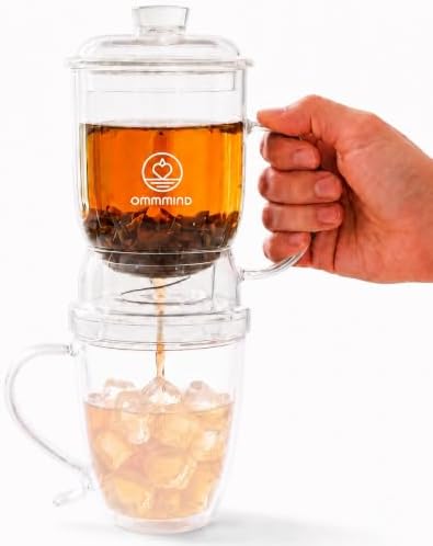 Glass Tea Infuser, Easy Drain for Loose Leaf, 15.2 oz, Clear by OMMMIND