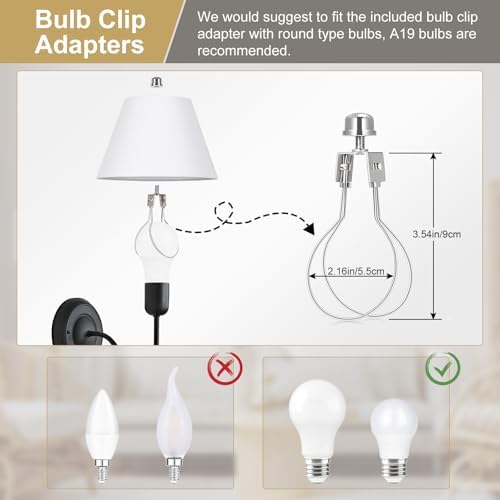 Small Lamp Shades Set of 2, 5.5" Top x 10" Bottom x 6.6" High, Small White Lamp Shades for Table Lamps, Fabric Lampshade Replacement for Bedside Lamp, Wall Sconces, Spider, Clip on Adapters Included - Image 6