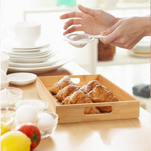 Krismax Serving Tray with Handles, Bamboo Breakfast Tray Wooden Trays Decorative Serving Platter for Eating, Working, Storing, Used in Bedroom, Kitchen, Living Room, Bathroom, Hospital and Outdoors - Image 4