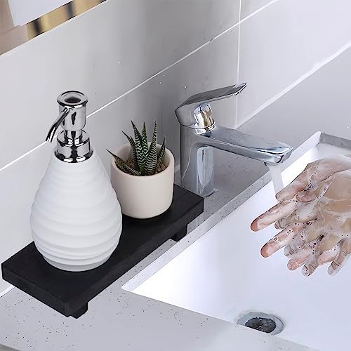 Wood Bathroom Tray Farmhouse Decor Kitchen Soap Holder, 8.7" x 3.6" Black - Image 2