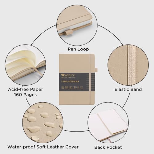 &And Per Se Lined Journal Notebook, 160 Pages, A5 5.7 x 8 inches College Ruled Thick Paper Notebook Journals for Writing, Hardcover Notebooks for Women Men Office School (1 Pack, Apricot) - Image 4