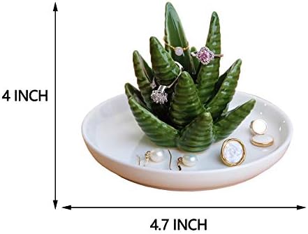PUDDING CABIN Aloe Ring Holder,Cactus Ring Dish,Jewelry Holder Trinket Tray for Rings Earrings Necklace Organizer,Bridesmaid Christmas Birthday Gift for Women Girls - Image 5