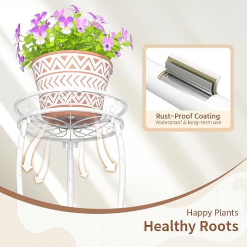 LASZOLA 3 Tiers Metal Corner Plant Flower Stand Tall Indoor Outdoor, White - Image 5