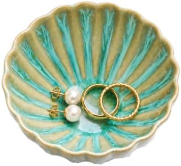 Glazed Ceramic Jewelry Dish Tray,Green Ring Holder Dish Jewelry Tray by GISK