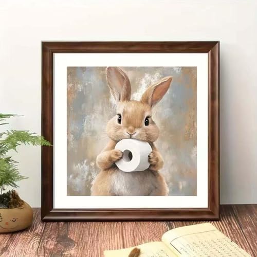OJTOYART Animal Diamond Painting Kits for Adults,5D Cute Rabbit Diamond Art Kits for Beginners,DIY Round Full Drill Dots Painting with Gem Art Craft Kits for Home Wall Decor 12x 12 Inch - Image 2