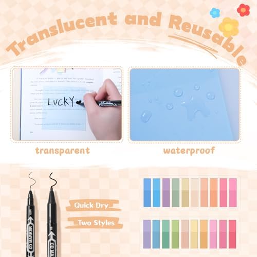 49Pcs Book Annotation Kit Aesthetic School Supplies with Pencil Case - Image 4