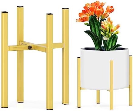 Plant Stand for 10"-16" Plant Pot Indoor Outdoor Corner, Adjustable Metal Heavy Duty for Large Pot (Golden 1 Pack) by DDPow