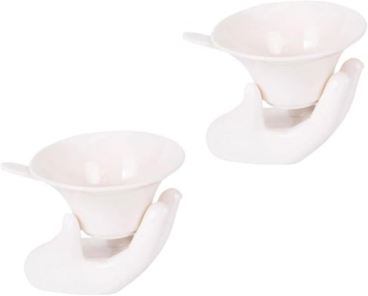 2 Sets Ceramic Tea Strainer with Ergonomic Handle White Tea Infuser and Creative Design