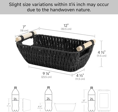 StorageWorks Small Storage Basket, Organizing Baskets for Shelf, Black - Image 3