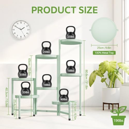 iDavosic.ly 7 Tier Large Plant Stand Indoor Outdoor, 10 In Wide Tray, Green - Image 4