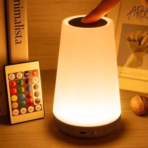 Auxmir Rechargeable Night Light, Touch Table Lamp with Remote, Dark Brown by Auxmir