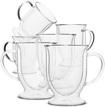 BTaT- Double Walled Glass Coffee Mugs, 12 oz, Set of 6, Glass Coffee Cups with Handle, Insulated Clear Coffee Mug for Hot and Cold Beverages, Cappuccino, Latte, Tea, Americano, Microwave Safe - Image 7