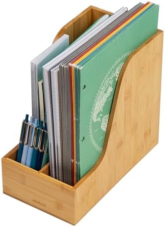 Mind Reader Vertical File Storage, Desktop Organizer, Magazine Holder, Office, Bamboo, 6"L x 11"W x 10"H, Brown - Image 4