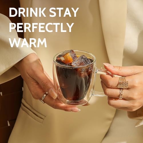 Sweese 5oz Double Wall Glass Espresso Cups Set of 2, Espresso Shot Cups Perfect for Cappuccino, Latte, Tea - Image 7