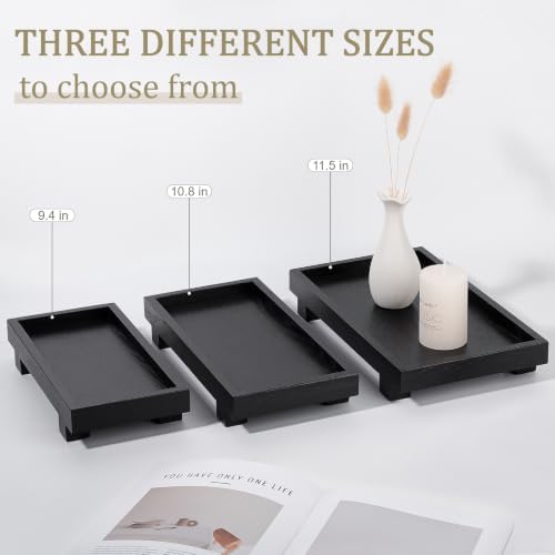 Bathroom Counter Tray Wooden Riser Display Kitchen Soap Holder, Black - Image 7