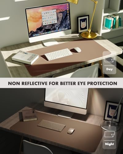 YSAGi Eco Cork Desk Pad, 47" x 17" Leather Desk Mat, Double-Sided Desk Pad Protector,Large Mouse Pad,Waterproof Desk Blotter for Office/Home(Coffee) - Image 6