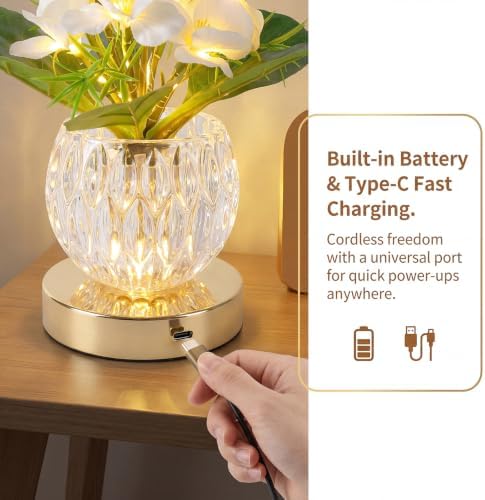 Primrose Flower Table Lamp, USB Rechargeable LED Bedside Lamp - Image 7