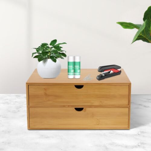 Desk Organizer Bamboo Tabletop Storage Organization Box For Office Home Supplies Small Desktop Simple Design Fit Vanity Mini Raw Wood Color Drawer Designsmall Craft Cosmetic Letter Mail Sorter (2) - Image 7
