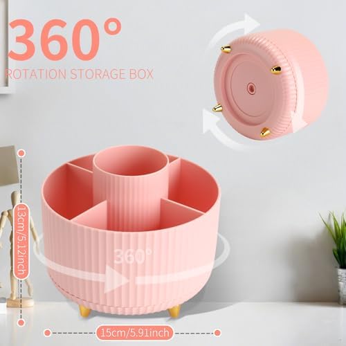 Camelmother 360°Rotating Pen&Pencil Holder For Desk With 5Slots Cute Office - Image 2