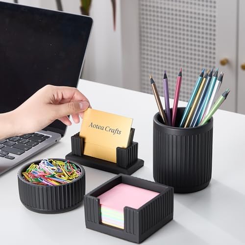 Set of 4 -Concrete Office Desk Accessories for Men-Modern Industrial Decor - Image 5