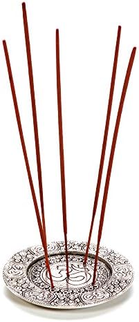 Hosley Tibetan Style Aluminum Incense Burner & Candle Holder - Aged Silver Finish, 4.5" Diameter Incense Stick Holder for Aromatherapy, Meditation & Home Decor - Image 2