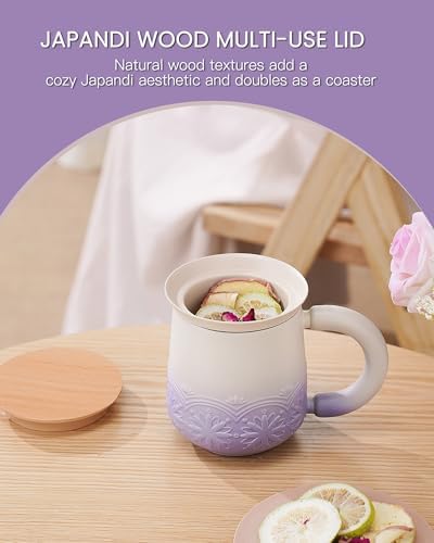 ZENS Tea Mug with Infuser and Lid for Loose Tea Diffusers, 12oz Purple - Image 2