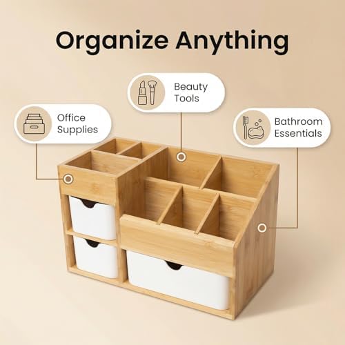 Bamboo Makeup Organizer, 11.5x5.4in - Image 5