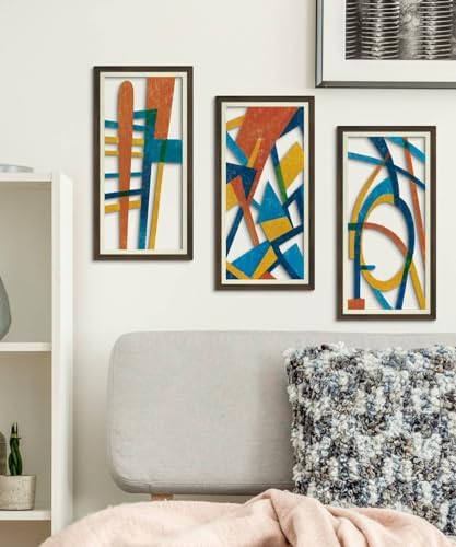 Putuo Decor 3PC Mid Century Modern Wall Art Set, Vintage Geometric Abstract Wall Art for Living Room and Bedroom, Minimalist Wall Decor for Home Decoration - Image 4