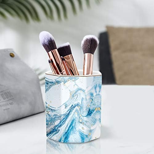 Pen Holder, Pencil Holder for Desk Marble Pattern Pencil Cup for Girls Kids Durable Ceramic Desk Organizer Makeup Brush Holder for Office, Classroom, Home, Blue Marble - Image 5