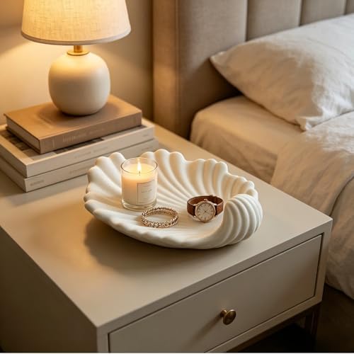 Seashell Ceramic Jewelry Tray, Small Trinket Dish, Matte White - Image 4