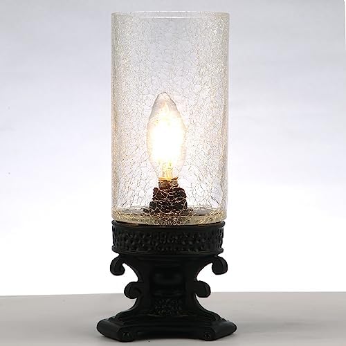 Glass Table lamp with fine Cracks, Small Candle Holder, - Image 3
