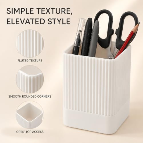 3 Pack Aesthetic Pen Holders for Desk,Sturdy Plastic Pencil Holder - Image 6
