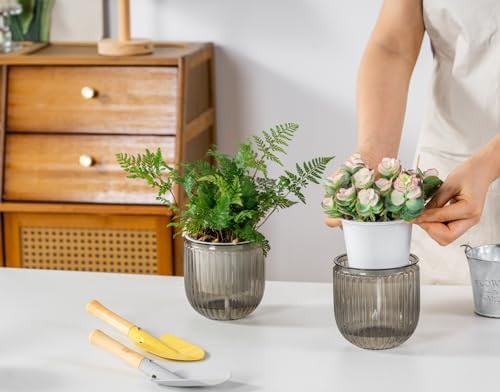 Melphoe Self Watering Pots for Indoor Plants Planter, 4.3 Inch 2 Pack Planters Self Watering Plant Pots for Flower, Houseplants, Succulent, African Violets and Cactus with Drainage - Image 3
