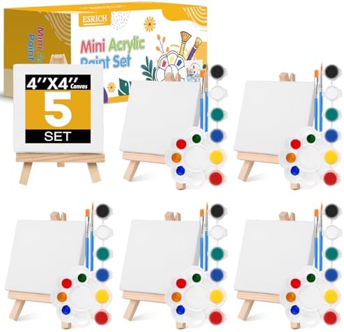 ESRICH 5 Set Canvas Painting Kit, Mini Acrylic Paint Set by ESRICH