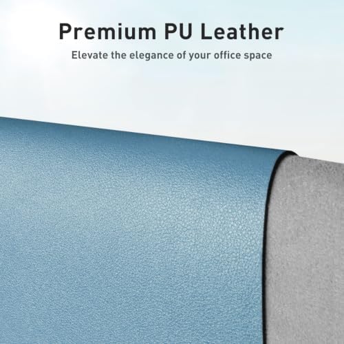 Aothia Faux Leather Desk Mat for Keyboard & Mouse (Sky Blue, 48" x 17") - Image 2