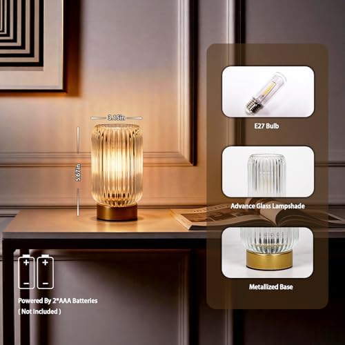 MJ PREMIER Battery Operated Lamp, Small Cordless Lamp with Timer, Clear - Image 3