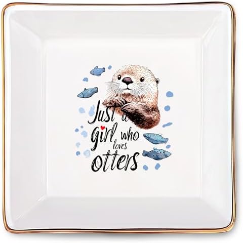 Otter Jewelry Ring Holder Dish Tray, Gifts For Women Teens Girls, Otter Lovers Themed Stuff Things Decor Merch Home Room Ring Earrings Necklace Organizer Holder! by BJDAMAIGIFTSFORGIRLSKIDS