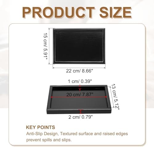 Wooden Serving Tray Rectangular Wood Serving Tray Decorative Platter, 8.7x5.9 Inch Fit for Home Decor Kitchen Coffee Table Candle Holder, (Black) - Image 2