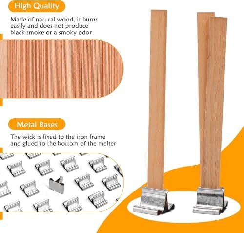 Candle Making Supplies Kit - Natural Cotton & Wooden Wicks with Stickers, Sustainers, Holders for Soy Wax, Beeswax, Coconut Wax DIY Candle Making Supplies (Pack of 6) - Image 5