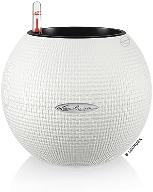 Lechuza Puro Color 20 White, Self-Watering Small Indoor Planter, D7.9 H6.3 in by LECHUZA