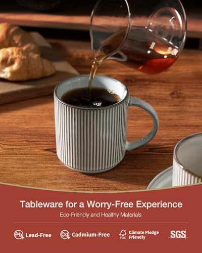 famiware Coffee Mug Set of 6, Star 12 oz Ceramic Mugs Cups Set with Handle - Image 2